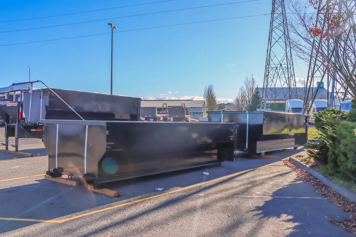 Roll-off dumpster ready for waste disposal at job site for 4 Yard Dumpster Rental in Pauls Valley